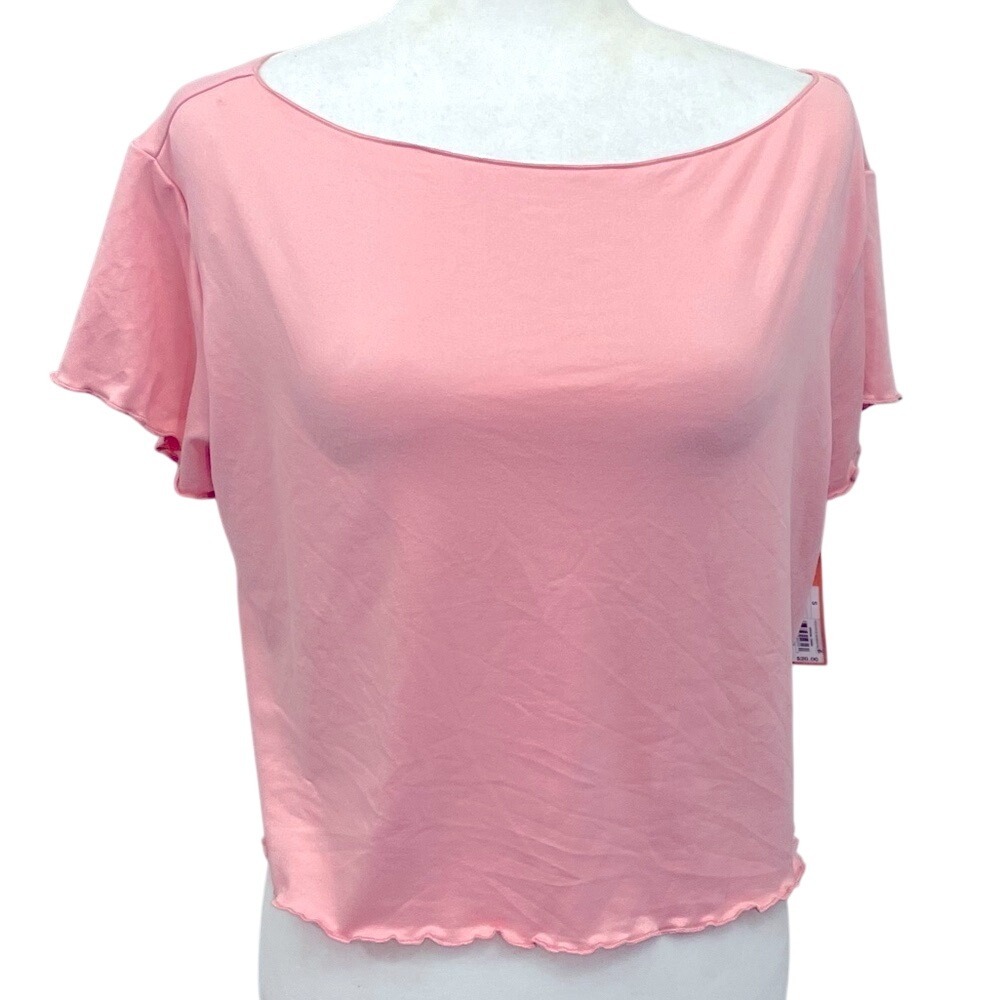 Colsie Short Sleeve Pajama Loungewear Top Womens Small Pink Stretchy NWT